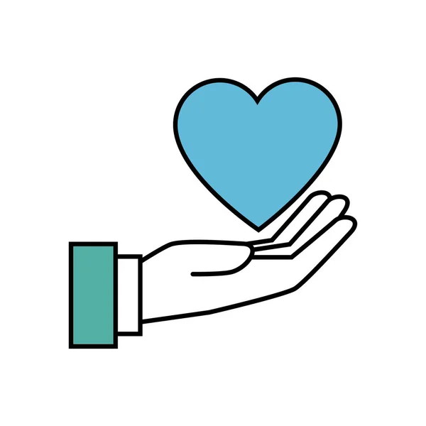 Hand with heart isolated icon — Stock vektor