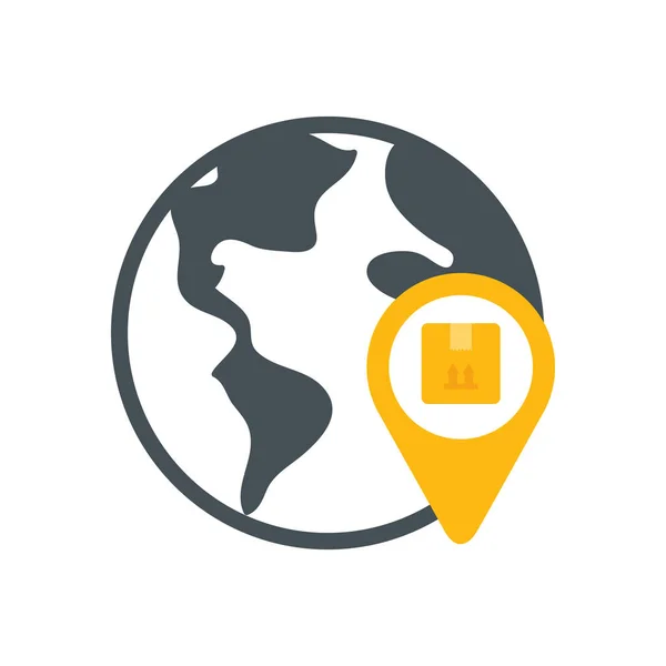 Planet earth with pin location delivery service — Stok Vektör