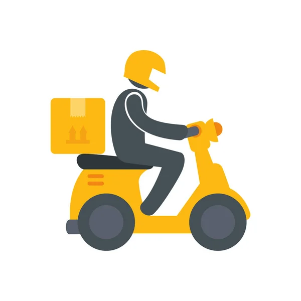 Delivery courier in scooter motorcycle — Stok Vektör