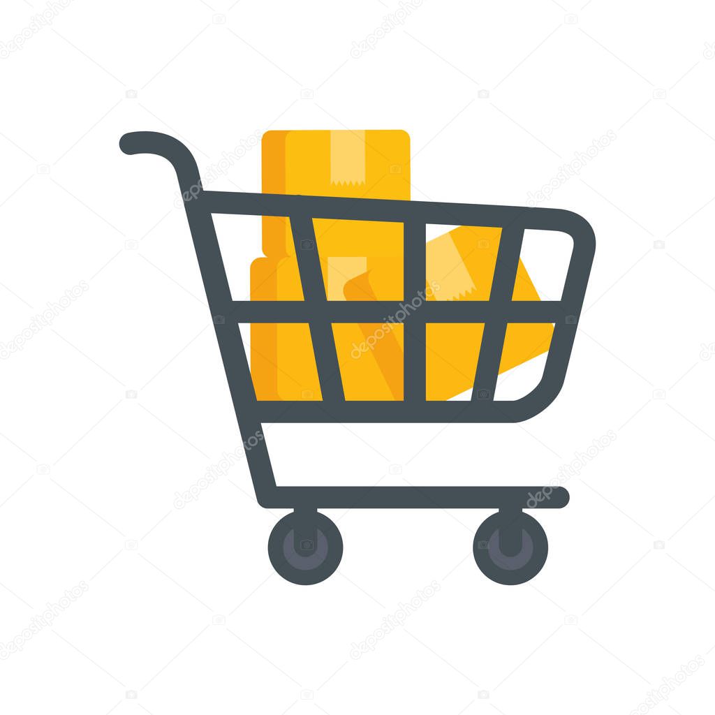 shopping cart with boxes delivery service