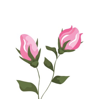 Dalları ve yaprakları olan sevimli çiçekler izole edilmiş ikon