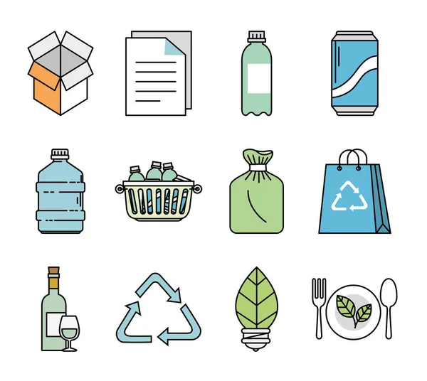 Bundel van ecologie set pictogrammen — Stockvector