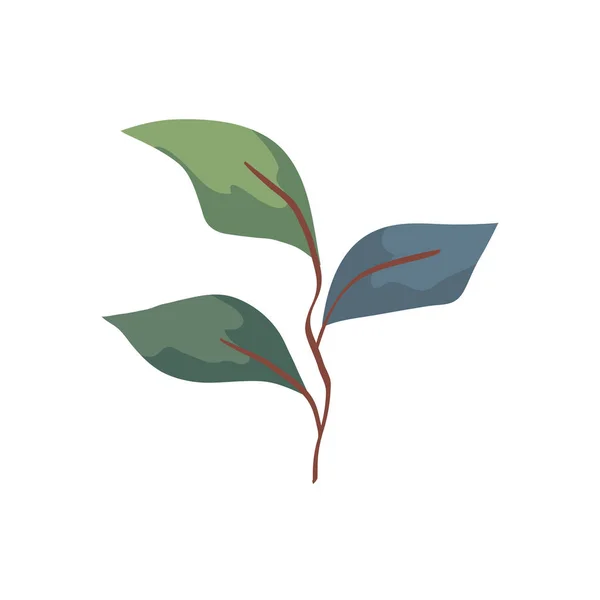 Zweig mit Blättern Natur Ökologie isoliert Symbol — Stockvektor