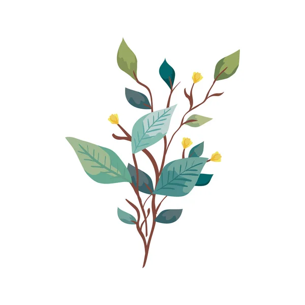 Zweige mit Blättern Natur Ökologie isoliert Symbol — Stockvektor