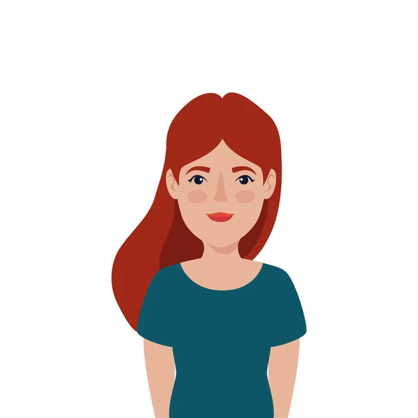 Bela mulher cabelo vermelho avatar personagem ícone — Vetor de Stock