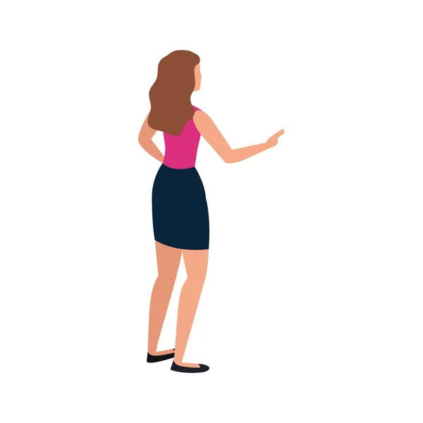 Atrás hermosa mujer avatar carácter icono — Vector de stock