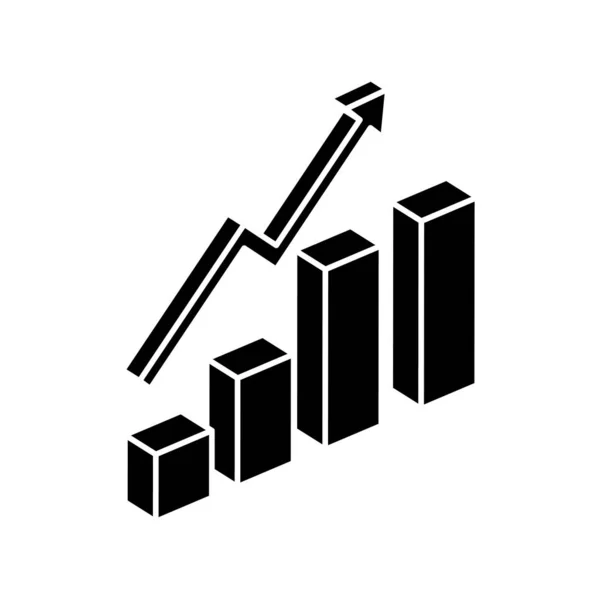 Silhouette of bars statistical graph with arrow up isolated icon — Stock Vector