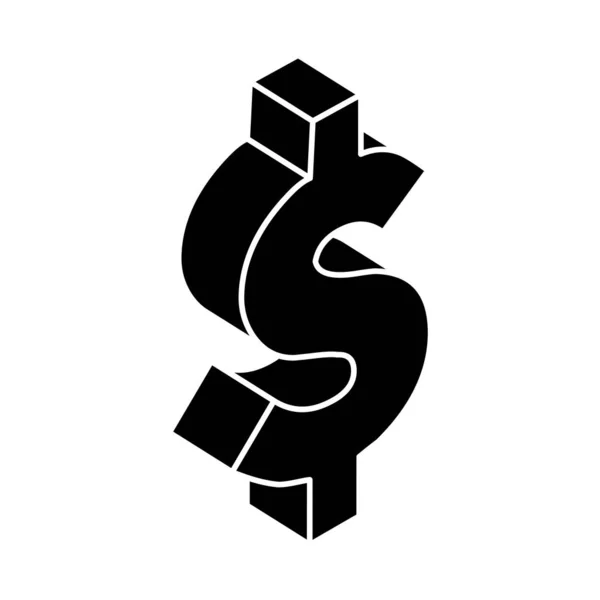 Silhouette del simbolo di valuta dollaro icona isolata — Vettoriale Stock