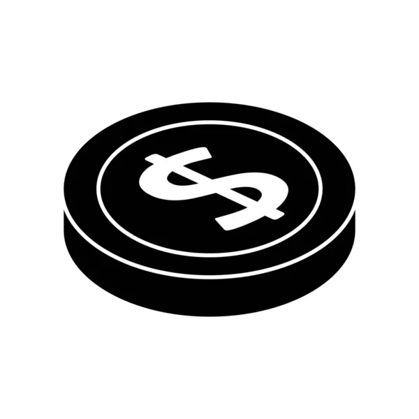 Silhouette of coin money cash isolated icon — Stock Vector