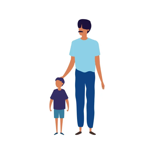 Père avec fils avatar personnage — Image vectorielle