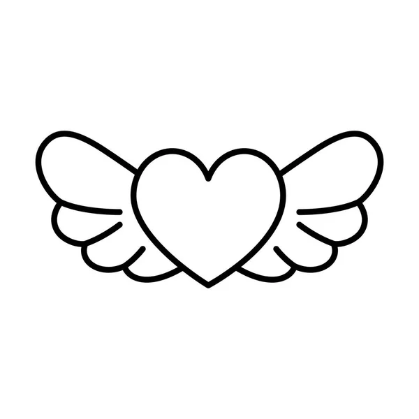 Hart met vleugels pop art stijl icoon — Stockvector