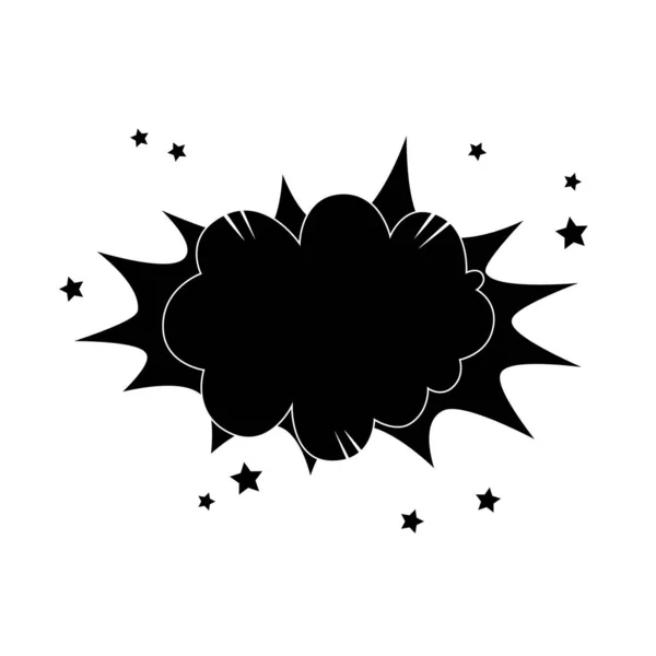 爆発的なポップアートスタイルのアイコンと雲のシルエット — ストックベクタ