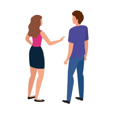 Geri genç çift izole simge