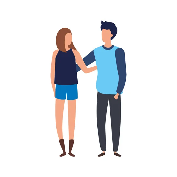 Young couple avatar character icons — Stock vektor