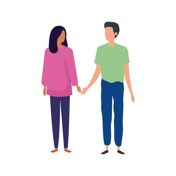 Young couple avatar character icons — 스톡 벡터
