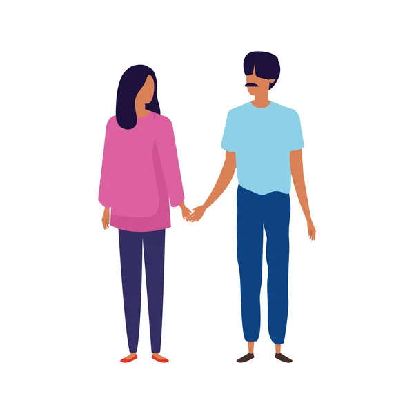 Young couple avatar character icons — 스톡 벡터