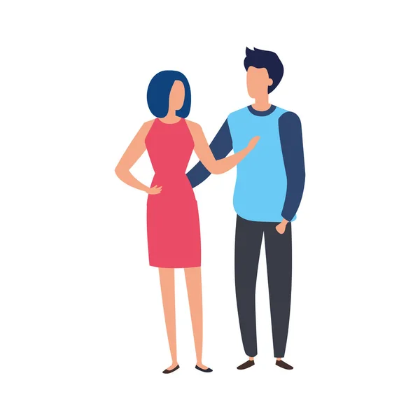 Young couple avatar character icons — Stock vektor