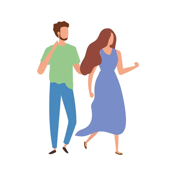 Young couple avatar character icons — 스톡 벡터