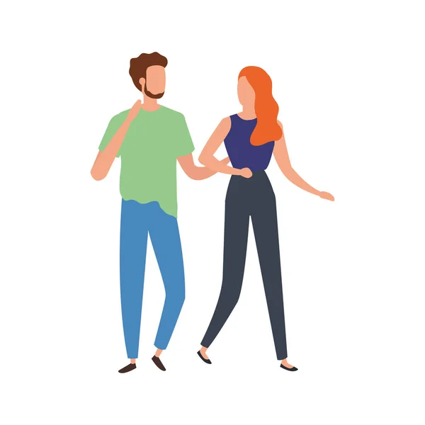 Young couple avatar character icons — Stock vektor