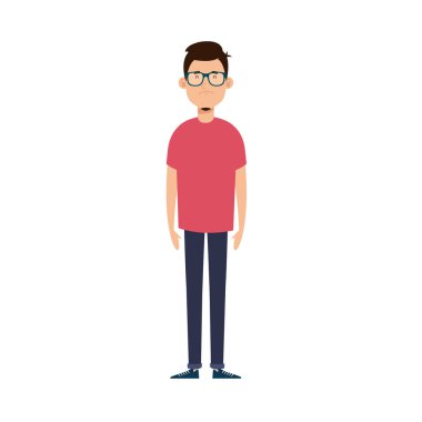 Gözlüklü genç adam Avatar karakter simgesi
