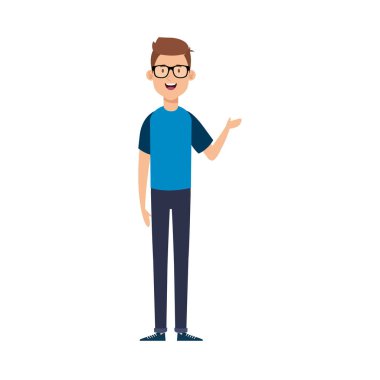 Gözlüklü genç adam Avatar karakter simgesi