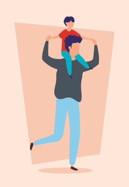 omuzlarında taşıyan oğlu baba