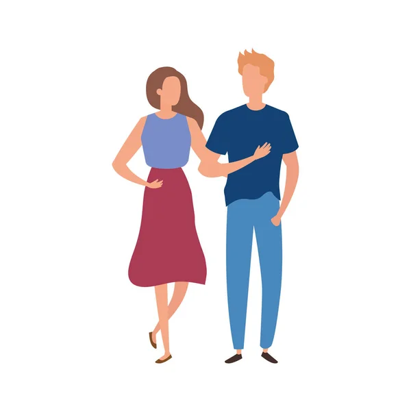 Young couple avatar character icons — Stock vektor