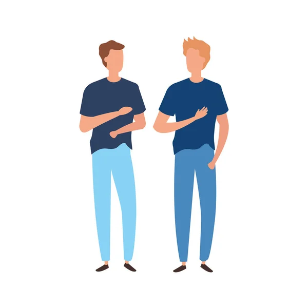 Hombres jóvenes avatar iconos de carácter — Vector de stock