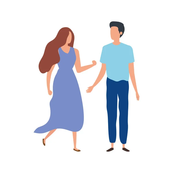 Young couple avatar character icons — ストックベクタ