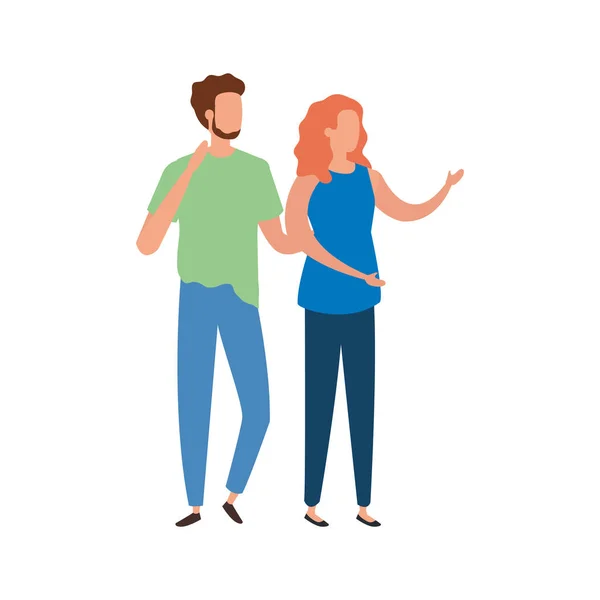 Young couple avatar character icons — Stock vektor