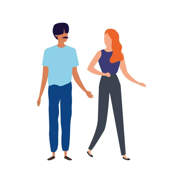 Young couple avatar character icons — 스톡 벡터