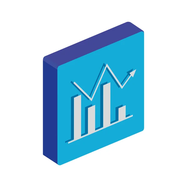 Botão com barras gráfico estatístico ícone isolado — Vetor de Stock