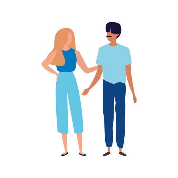 Young couple avatar character icons — Stock vektor