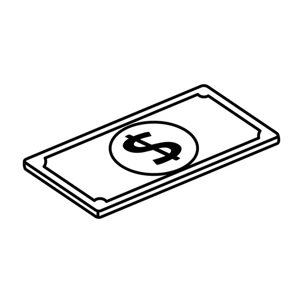 Facture argent cash ligne style icône — Image vectorielle