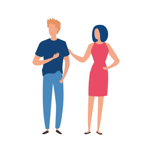 Young couple avatar character icons — Stock vektor