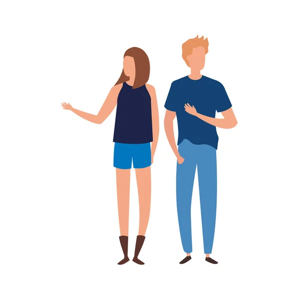 Young couple avatar character icons — Stock vektor