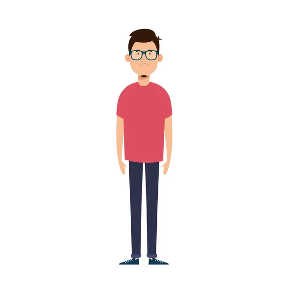 Jovem com óculos avatar personagem ícone — Vetor de Stock