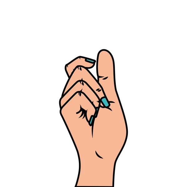 Mano humana pop arte icono de estilo — Vector de stock