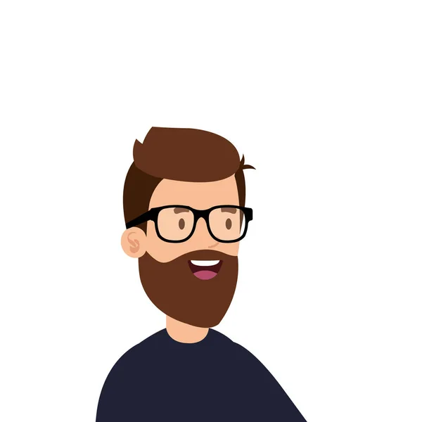 Jovem com barba e óculos caráter avatar —  Vetores de Stock