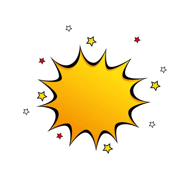 Výbuch žlutá barva s hvězdami pop art styl ikony — Stockový vektor