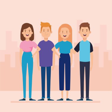 bir grup genç insan Avatar karakterleri