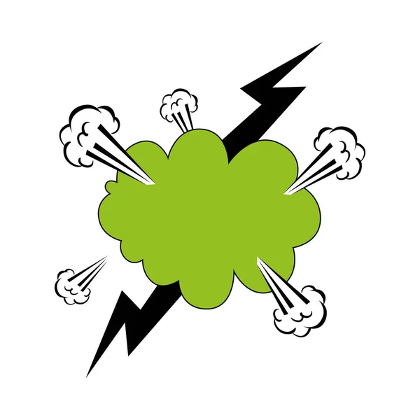雷鳴ポップアートスタイルで雲爆発緑の色 — ストックベクタ