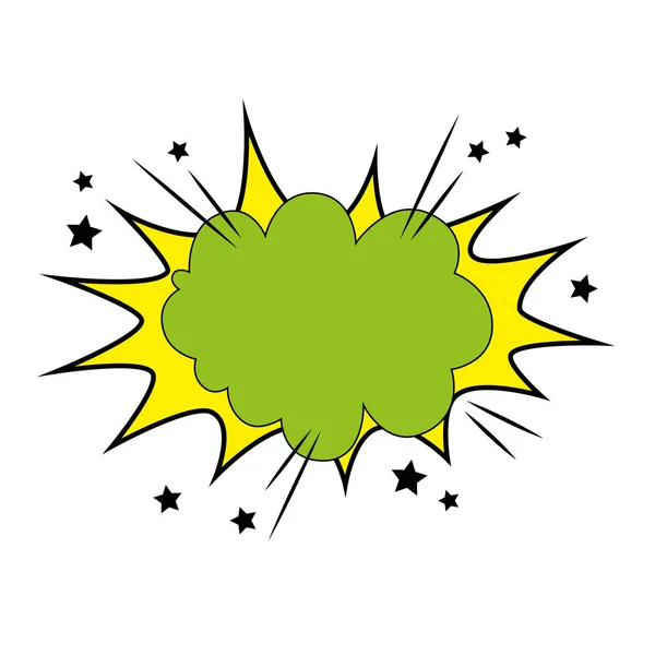 Explosion green color and stars pop art style icon — 스톡 벡터