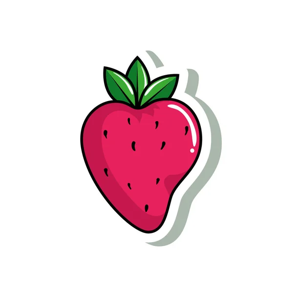 Delicioso ícone de estilo de arte pop de morango — Vetor de Stock