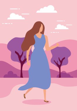 Parktaki güzel kadın doğa karakterleri