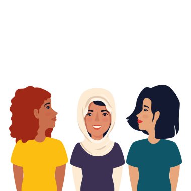 Güzel kadın avatar karakter grubu