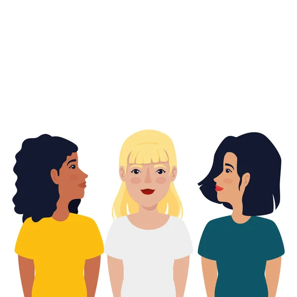 Groupe de belles femmes avatar icône de caractère — Image vectorielle