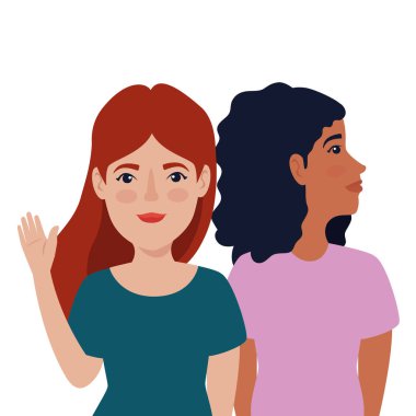 Güzel kadın avatar karakter grubu