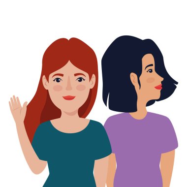 Güzel kadın avatar karakter grubu