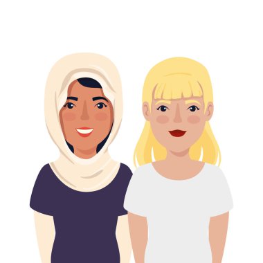 Güzel kadın avatar karakter grubu